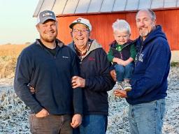 Four generations of Reuschels continue a stewardship tradition. (From left) Andrew, Louis, Everett and Jeff, Image by Des Keller